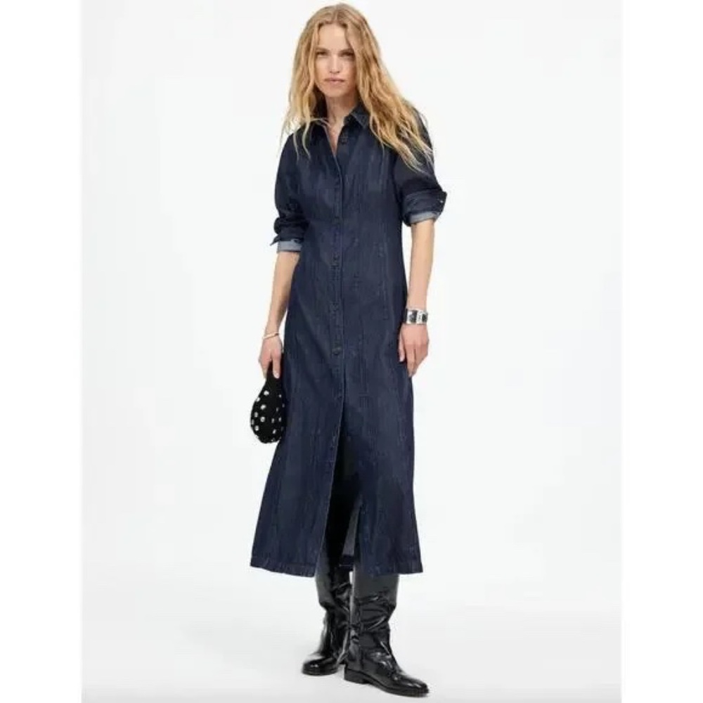 Madewell Seamed Midi Shirtdress in Segovia Wash Airy Denim Edition Sz 10